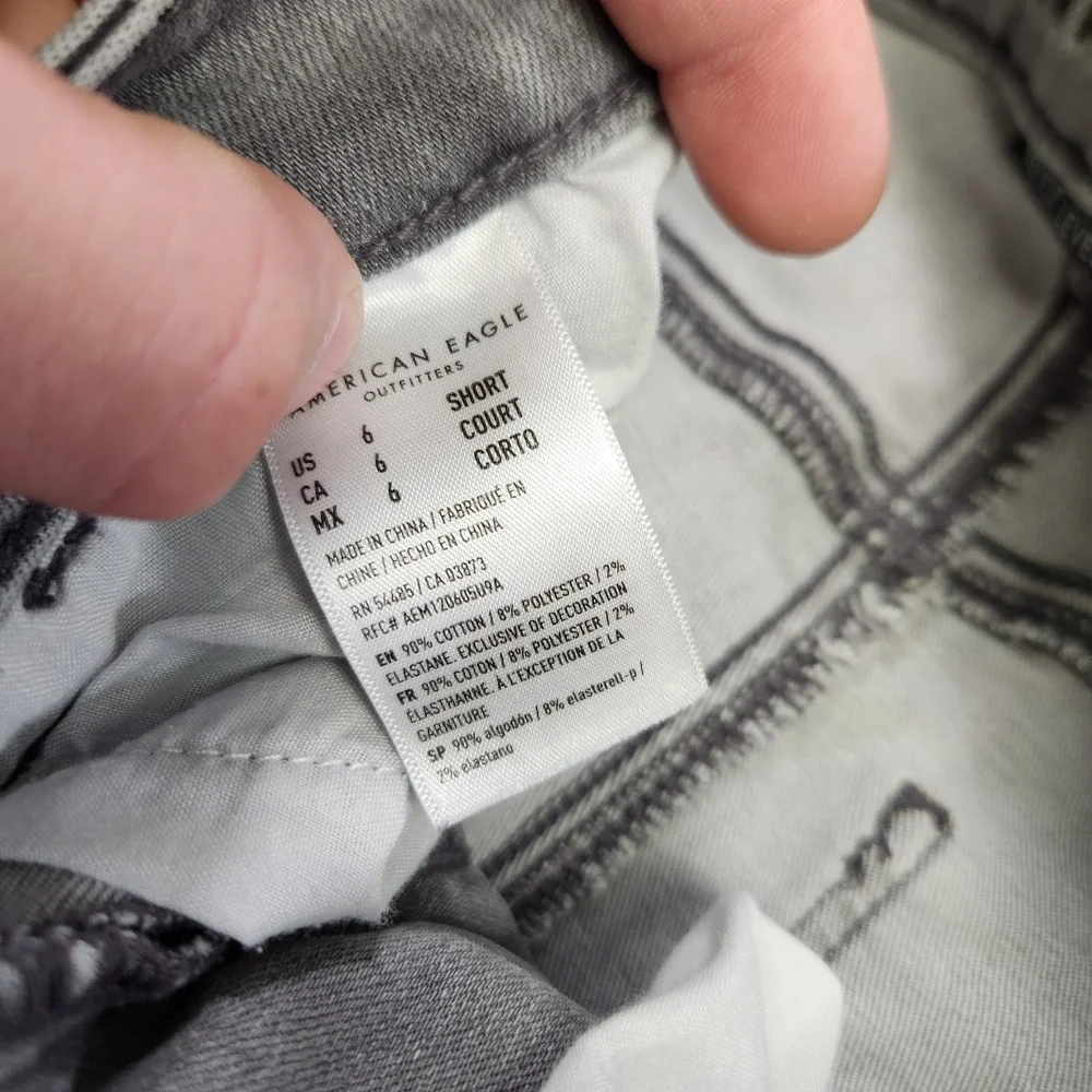 American Eagle Jeans Women 6 Short Super Hi Rise Jegging Stretch Distressed Gray